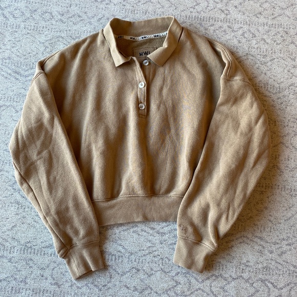 Madewell MWL Betterterry Crop Polo Sweatshirt M - Picture 3 of 5